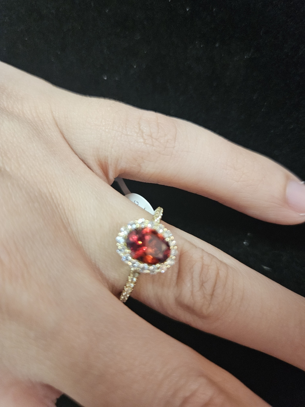 Ping Gold Filled Ring with Red Center and Halo Xuping Size 7
